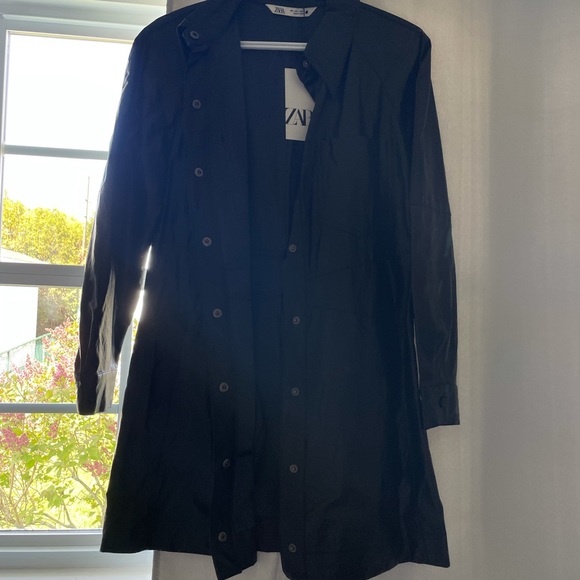 NEW BEAUTIFUL LEATHER DUSTER/ COAT OR DRESS ZARA SIZE LARGE - will fit sm/md - Picture 3 of 9